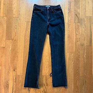 Zara denim straight leg slit bottom size 8